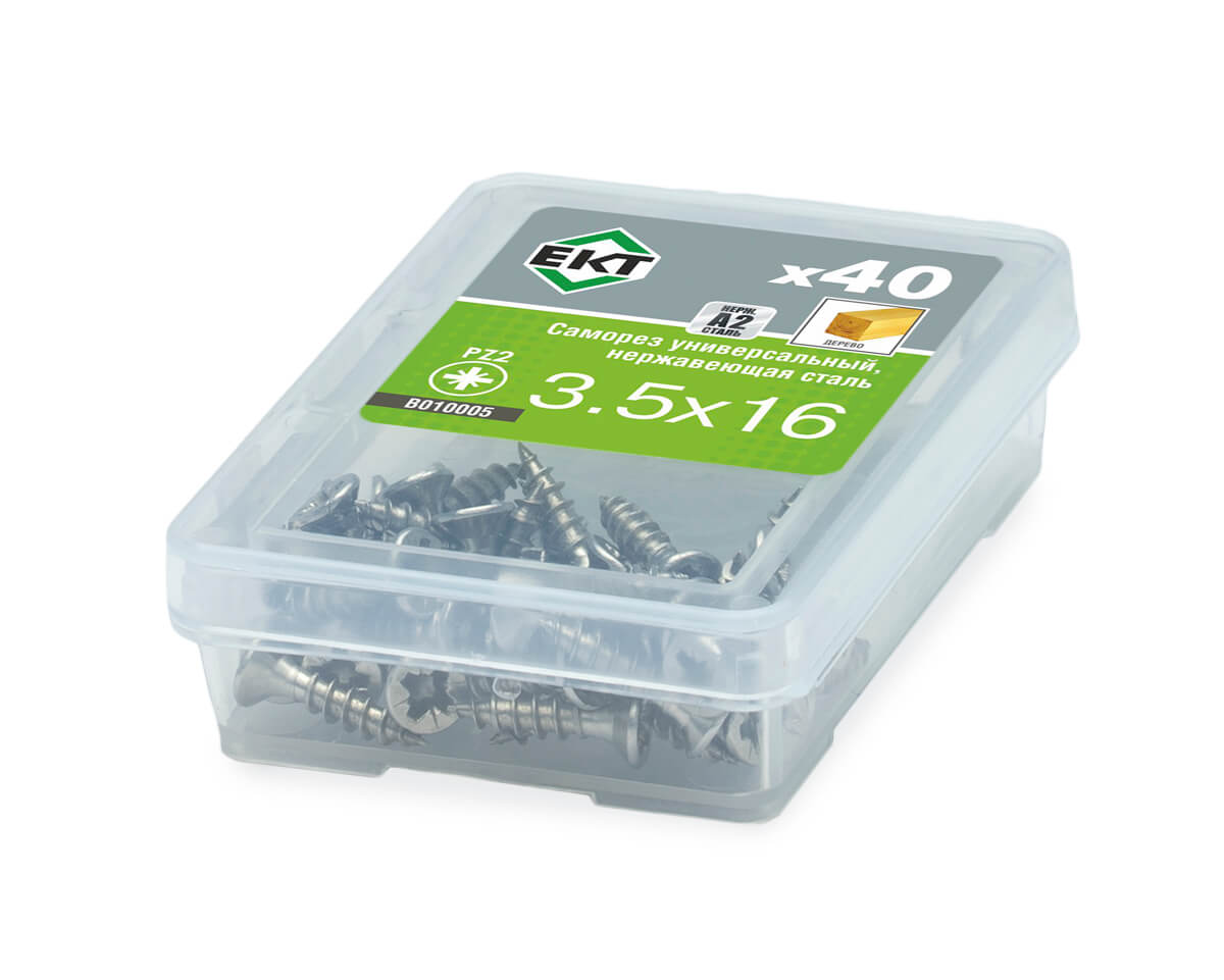 Саморез универсальный3.5x16 , НЕРЖ. СТАЛЬ, ЕКТ (упак/40шт)
