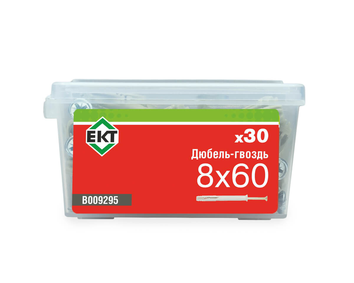 Дюбель-гвоздь GL, 8x60 потай, нейлон, ЕКТ (пласт.конт./30шт)