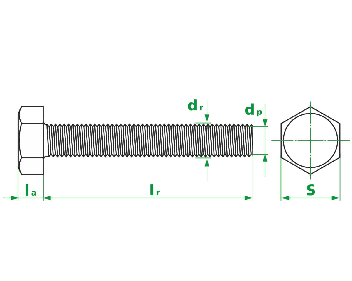 Болт с шестигранной головкой М4х12, DIN933, прочн. 8.8, цинк (упак/1.000шт)