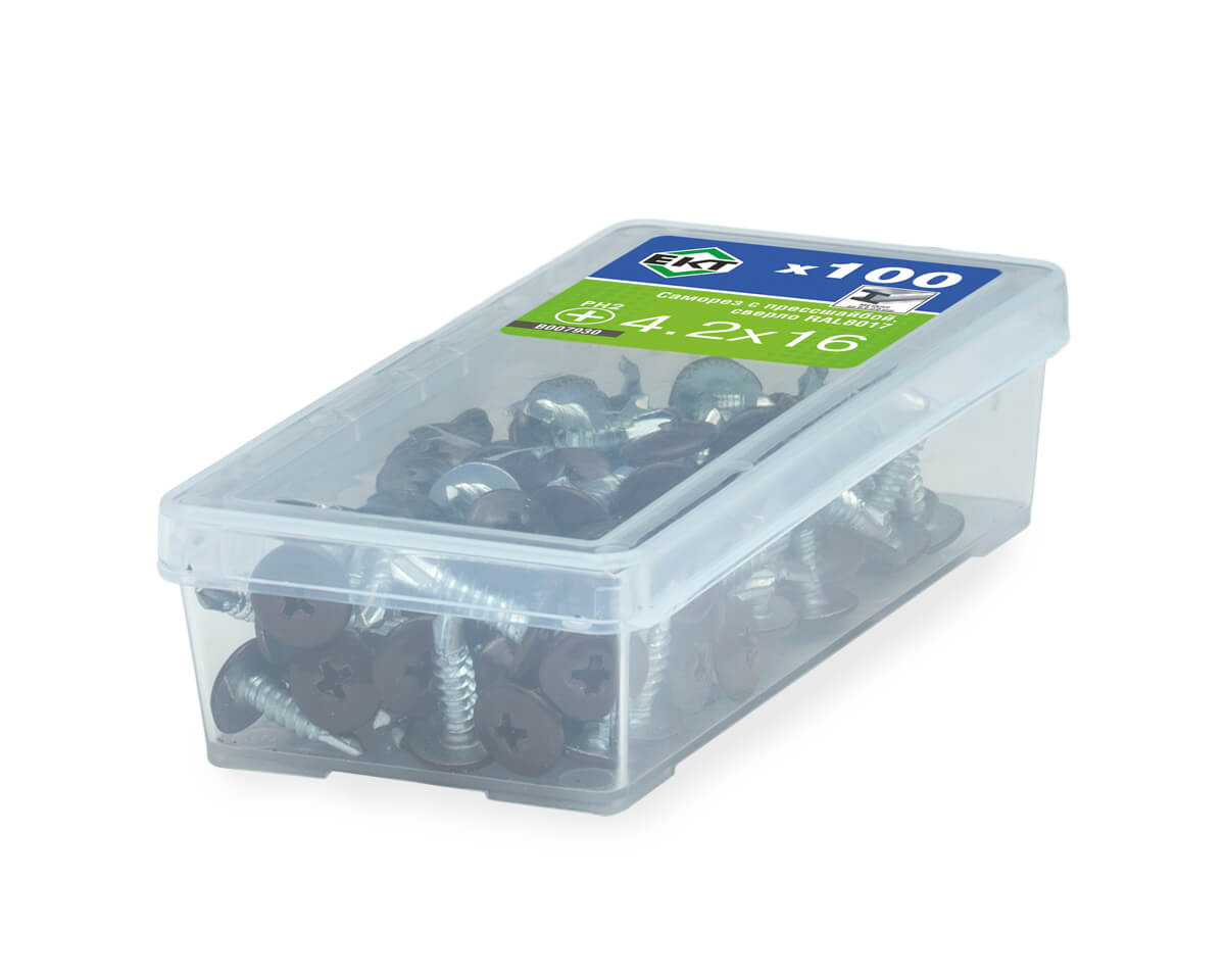 Саморез с п/ш, сверло 4.2х16 RAL8017 (упак/100шт)