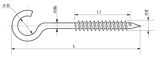 Шуруп-полукольцо SSH, 6/5х40, цинк (упак/200шт)