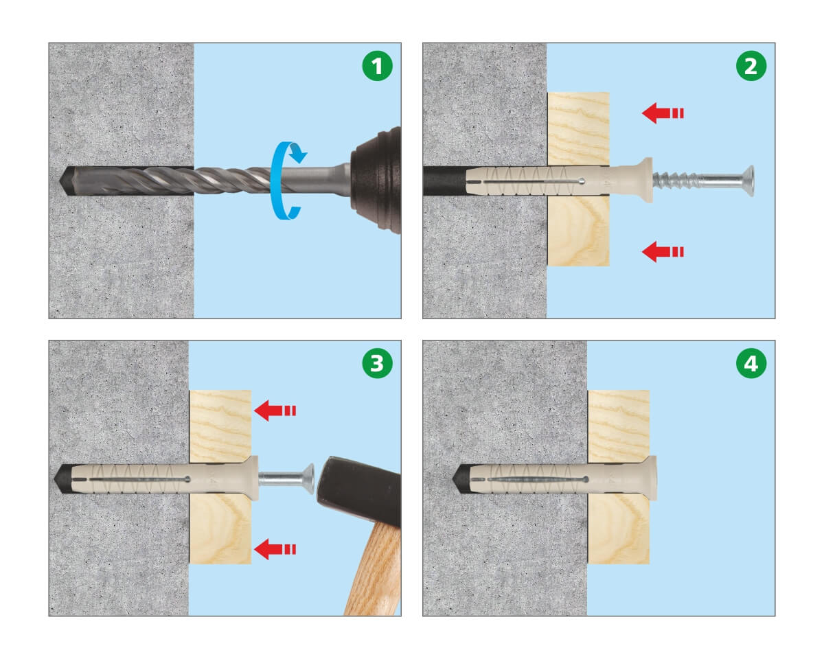 Дюбель-гвоздь GL, 6x40 гриб, нейлон, ЕКТ (упак/120шт)