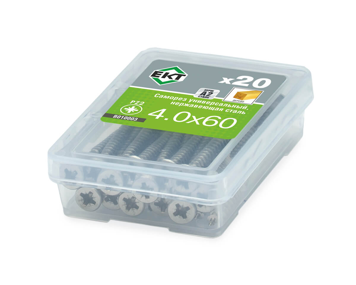 Саморез универсальный 4.0х60, НЕРЖ. СТАЛЬ ,ЕКТ (упак/20шт)