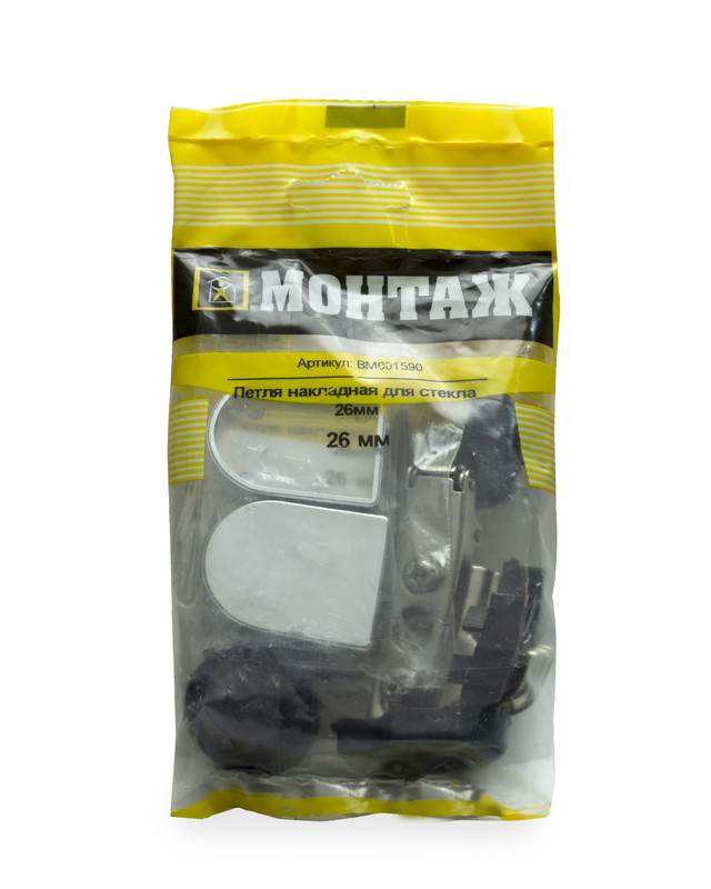 Петля накладная для стекла 26мм (пакет/2шт)
