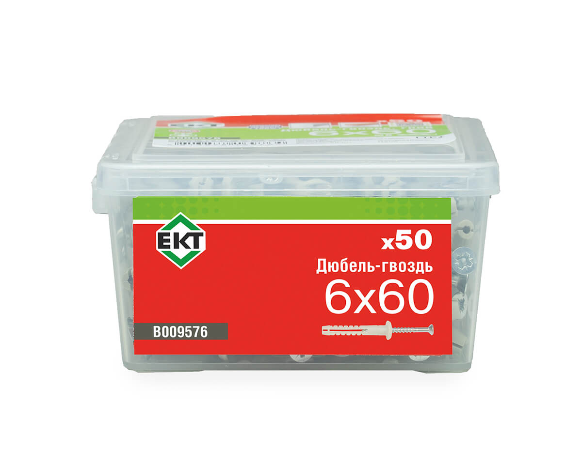 Дюбель-гвоздь GL, 6x60 гриб, нейлон, ЕКТ (пласт.конт./50шт)