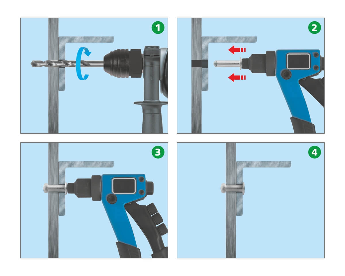 Заклепка вытяжная ISO 15978 4.0х10, Al/St, тип L, с потайной головкой (упак/1.000шт)