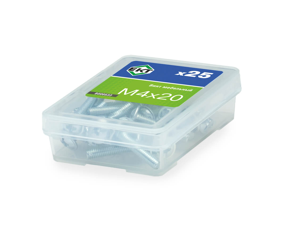 Винт мебельный 4х20, полусфер. головка, шлиц KOMBI, цинк (упак/25шт)