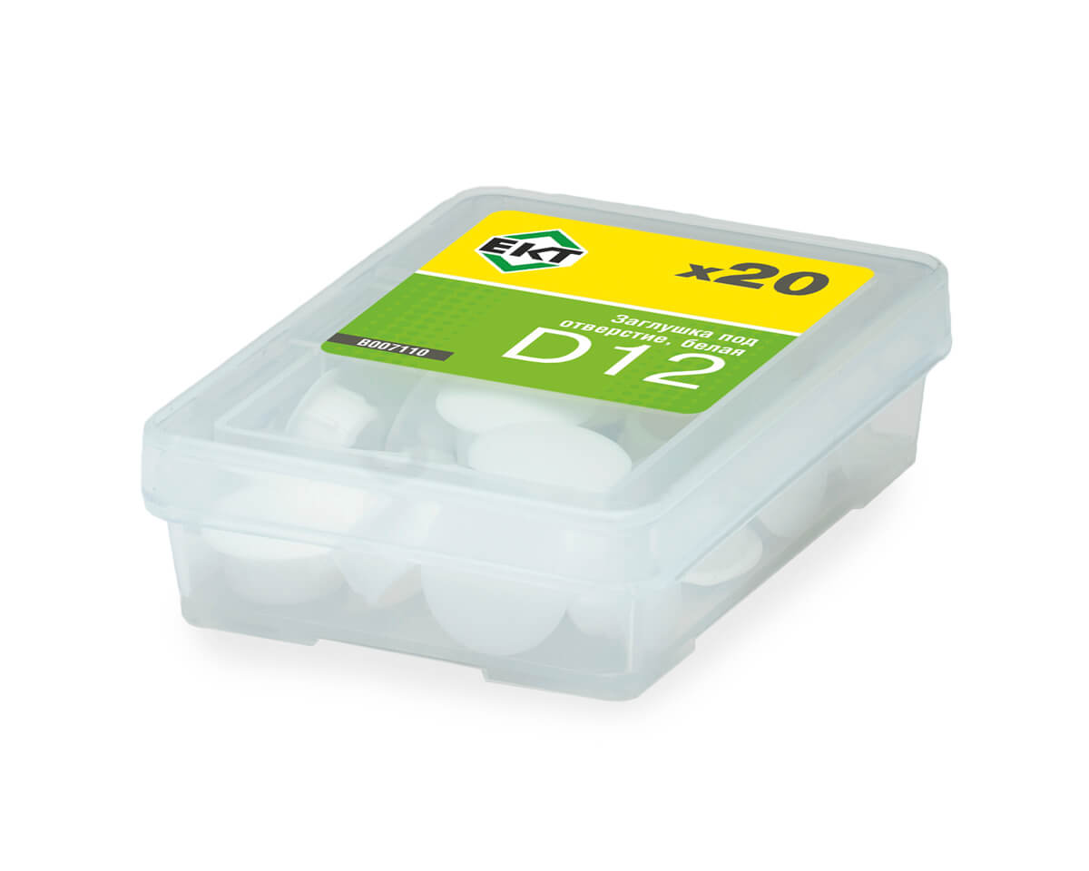 Заглушка декоративная под отверстие D12, белая (упак/20шт)