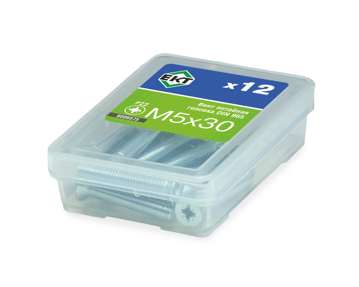 Винт 5х 30 пот. гол. POZI, цинк, DIN 965 (упак/12шт)