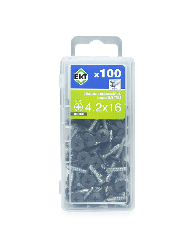 Саморез с п/ш, сверло 4.2х16 RAL7024 (упак/100шт)