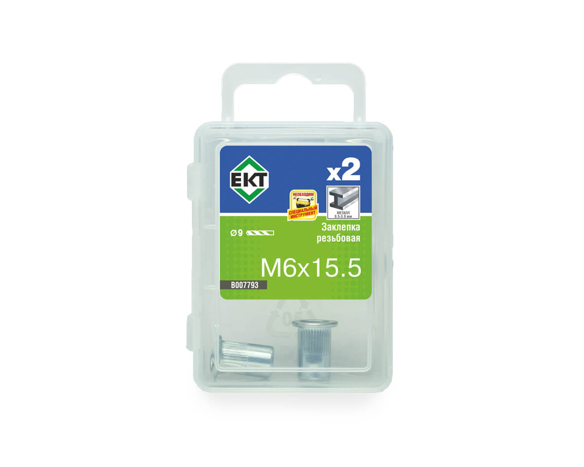 Заклепка резьб. M6x15.5/0530, цинк.,цил.борт (упак/2шт)