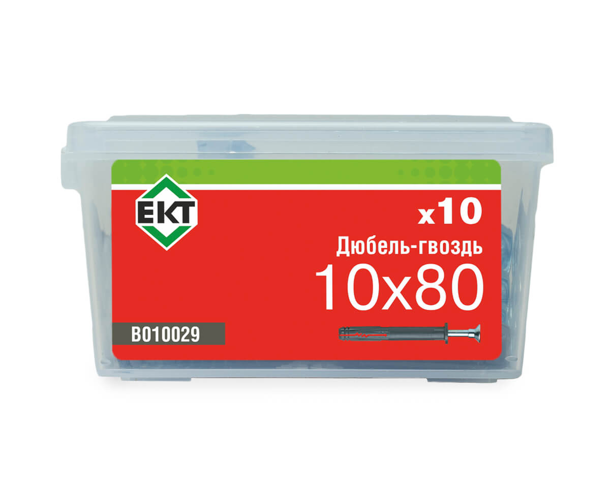 Дюбель-гвоздь GL, 10x80 цилиндр, п/п, ЕКТ (пласт.конт./10шт)