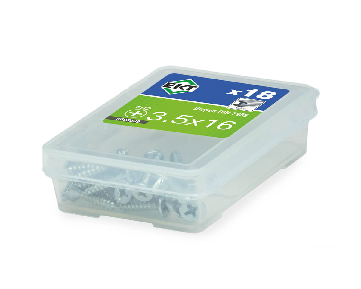 Шуруп 3.5х 16, потайная головка, шлиц PH, цинк, DIN 7982 (упак/18шт)
