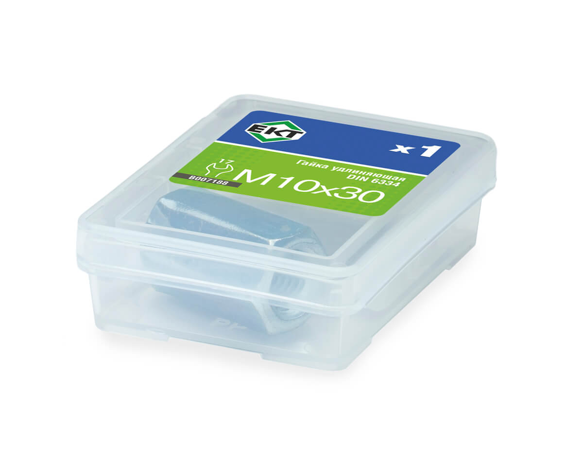 Удлиняющая гайка М10х30 DIN 6334, класс прочности 6, (упак/1шт)