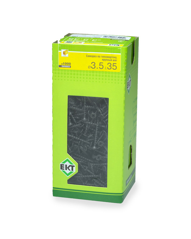 Саморез по ГК 3.5х35 крупный шаг (к дереву), фосфат., в коробке с окном, ЕКТ (упак/1.000шт)