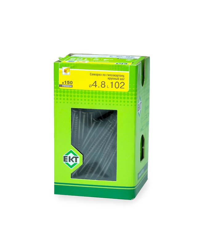 Саморез по ГК 4.8х102 крупный шаг (к дереву), фосфат., в коробке с окном, ЕКТ (упак/150шт)