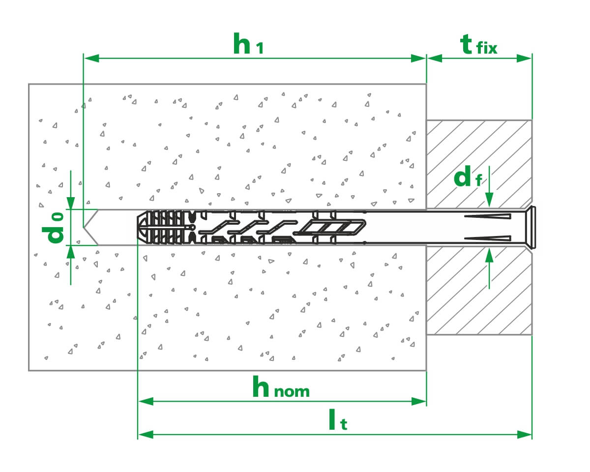 Рамный дюбель с шурупом ЕКТ RD-X 10x200 потай, НЕЙЛОН (с этик./1шт)