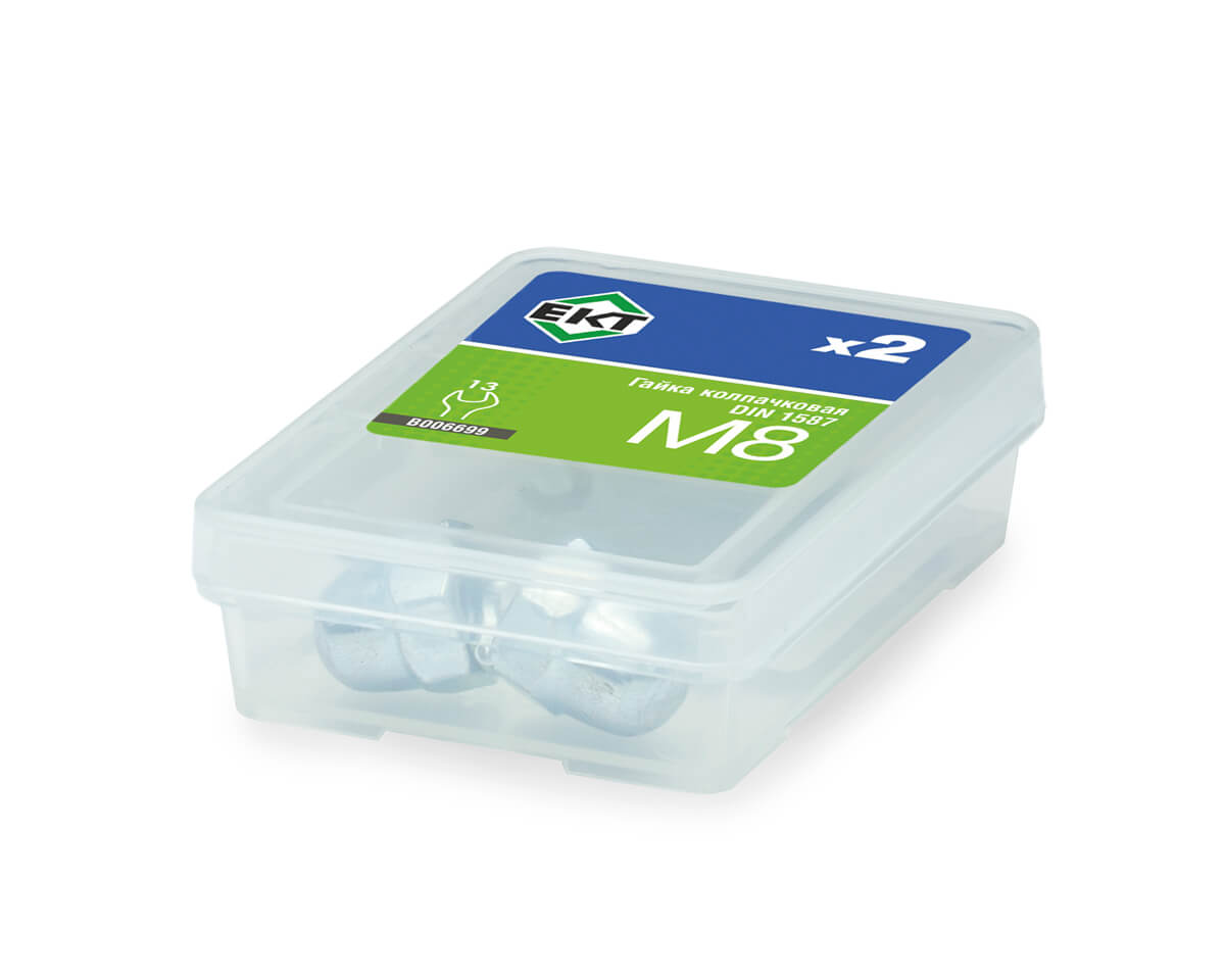 Гайка М 8 колпачковая, DIN 1587, цинк, прочн.6 (упак/2шт)