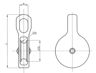 Блок одинарный PULLEY ZP 15 мм, с нейлоновым колесом (с этик./1шт)