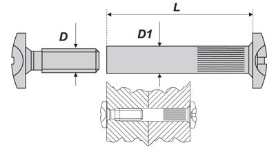 Мебельный винт-стяжка 4х30 (гайка М4х30, винт М4х15), цинк (упак/2.500шт)