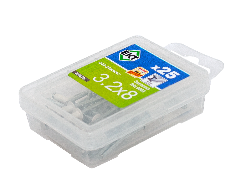 Заклепка 3.2х8, алюминий/сталь, RAL9003 (белый сигнальный) (упак/25шт)