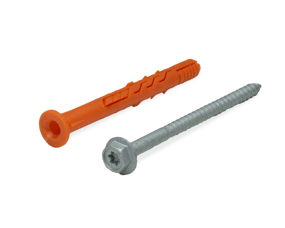 Рамный дюбель, шуруп с п/ш под ключ/TX, покр. ДАКРОМЕТ, 10x160 RD-H, НЕЙЛОН (упак/25шт)
