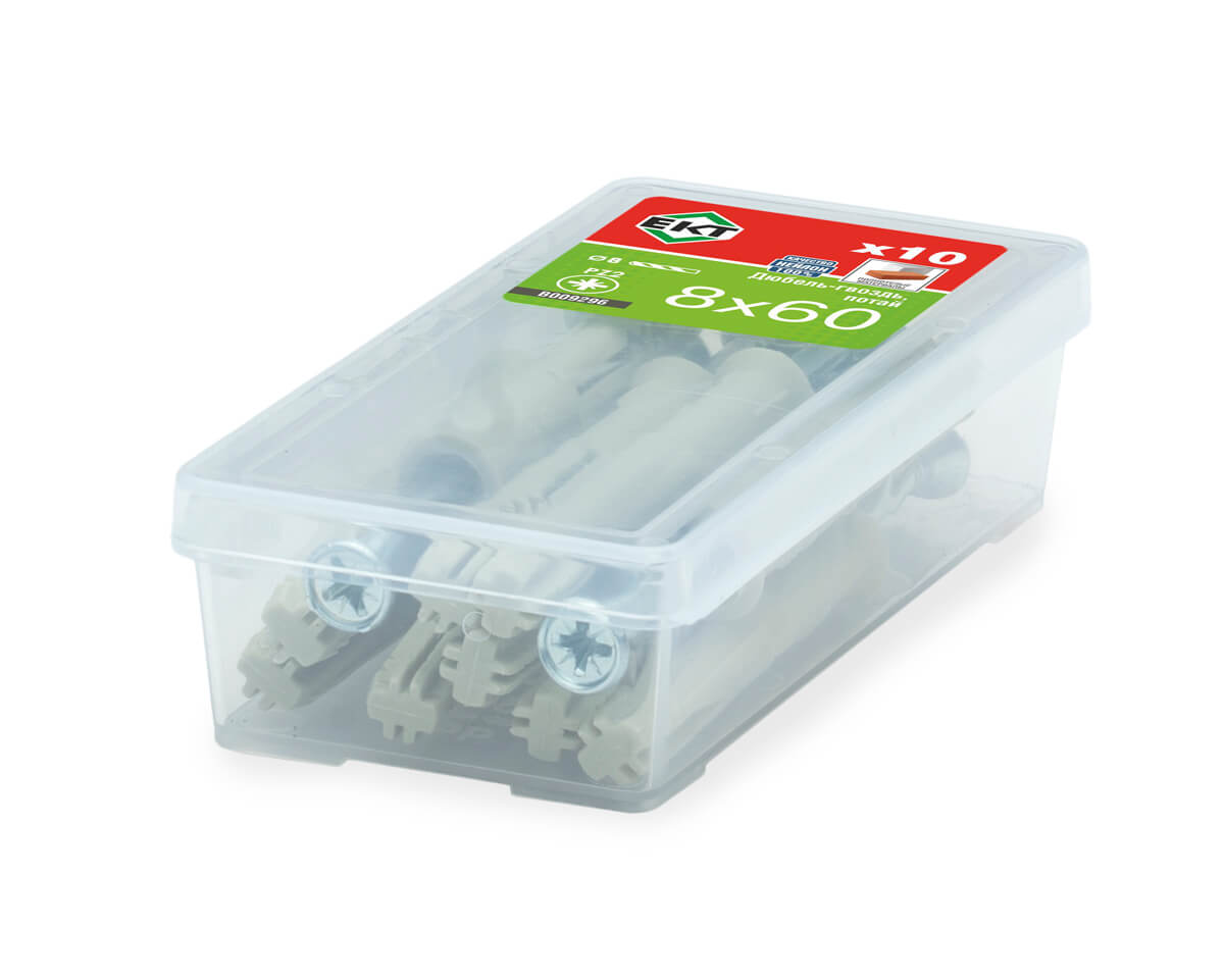 Дюбель-гвоздь GL, 8x60 потай, нейлон, ЕКТ (мини-конт./10шт)