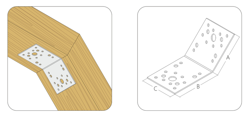 Крепежный уголок под 135 градусов 105x105x90/2,5 KUS4, желтый цинк (шт)