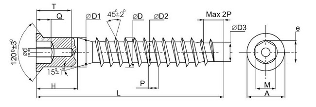 Мебельный шуруп-стяжка (конфирмат) потай, внутр. шестигранник, 7,0х70, цинк, ЕКТ (упак/1.500шт)