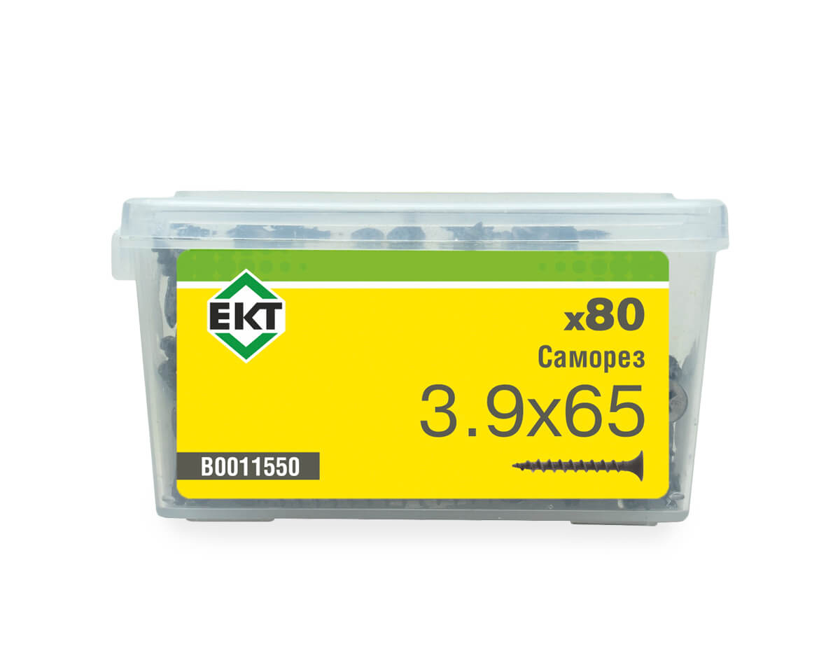 Саморез по ГК, крупный шаг 3,9х65 в пласт. контейнере (упак/80шт)