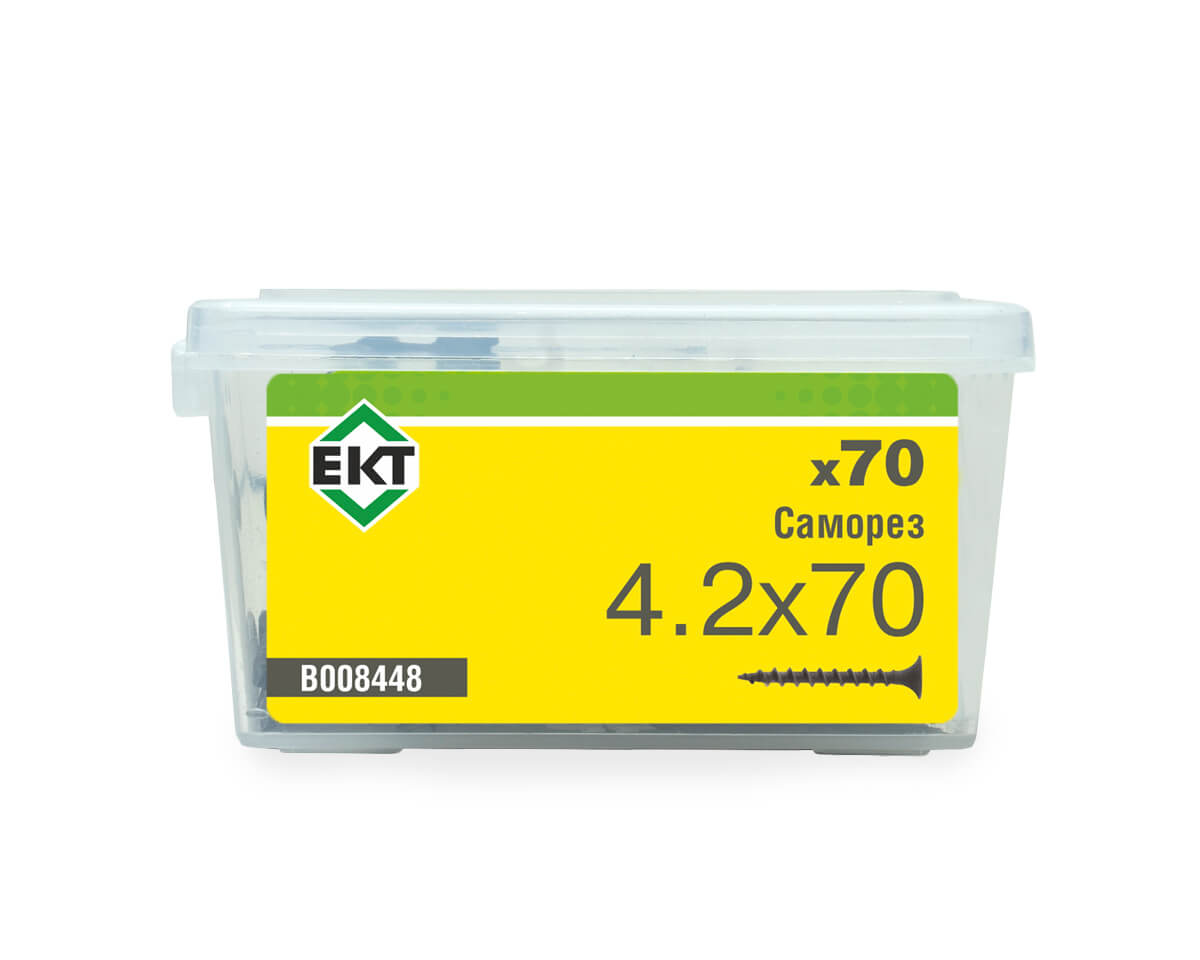 Саморез по ГК, крупный шаг 4,2х70 в пласт. контейнере (упак/70шт)