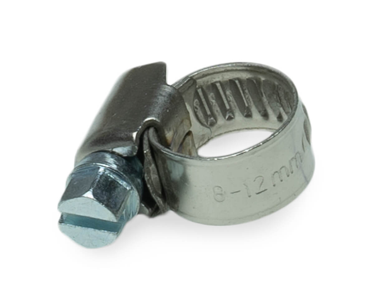 Хомут червячный (8-12 мм), ширина 9 мм, DIN3017-1, НЕРЖ. СТАЛЬ A2, W4, винт нерж. (упак/10шт)