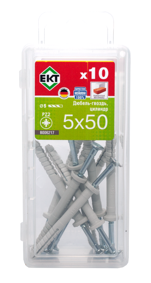 Гвоздевой дюбель с цилиндрической головкой KEW ND Z 5x50, (упак/10шт) НЕЙЛОН