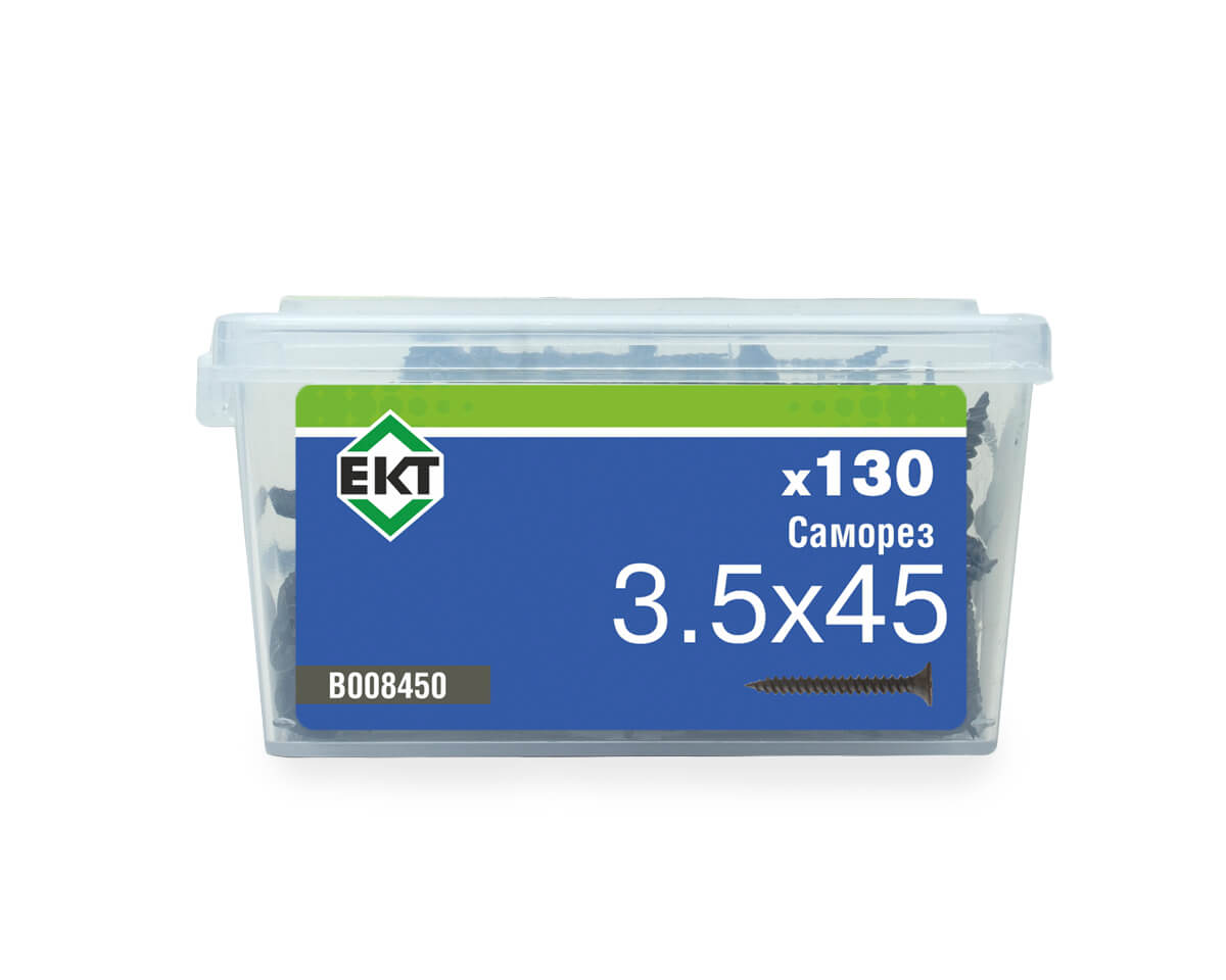 Саморез по ГК, частый шаг 3,5х45 в пласт. контейнере (упак/130шт)