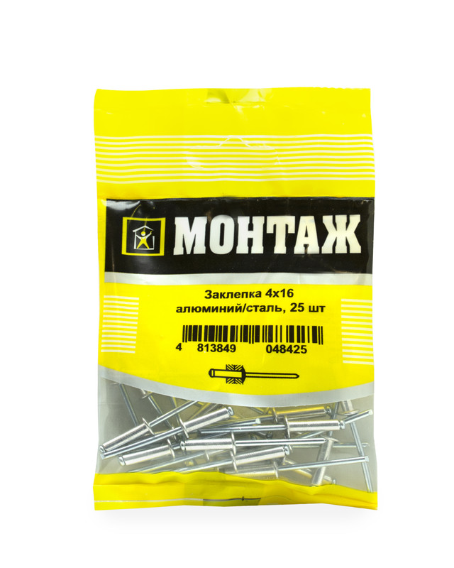 Заклепка 4 х16, алюминий/сталь (пакет/25шт)