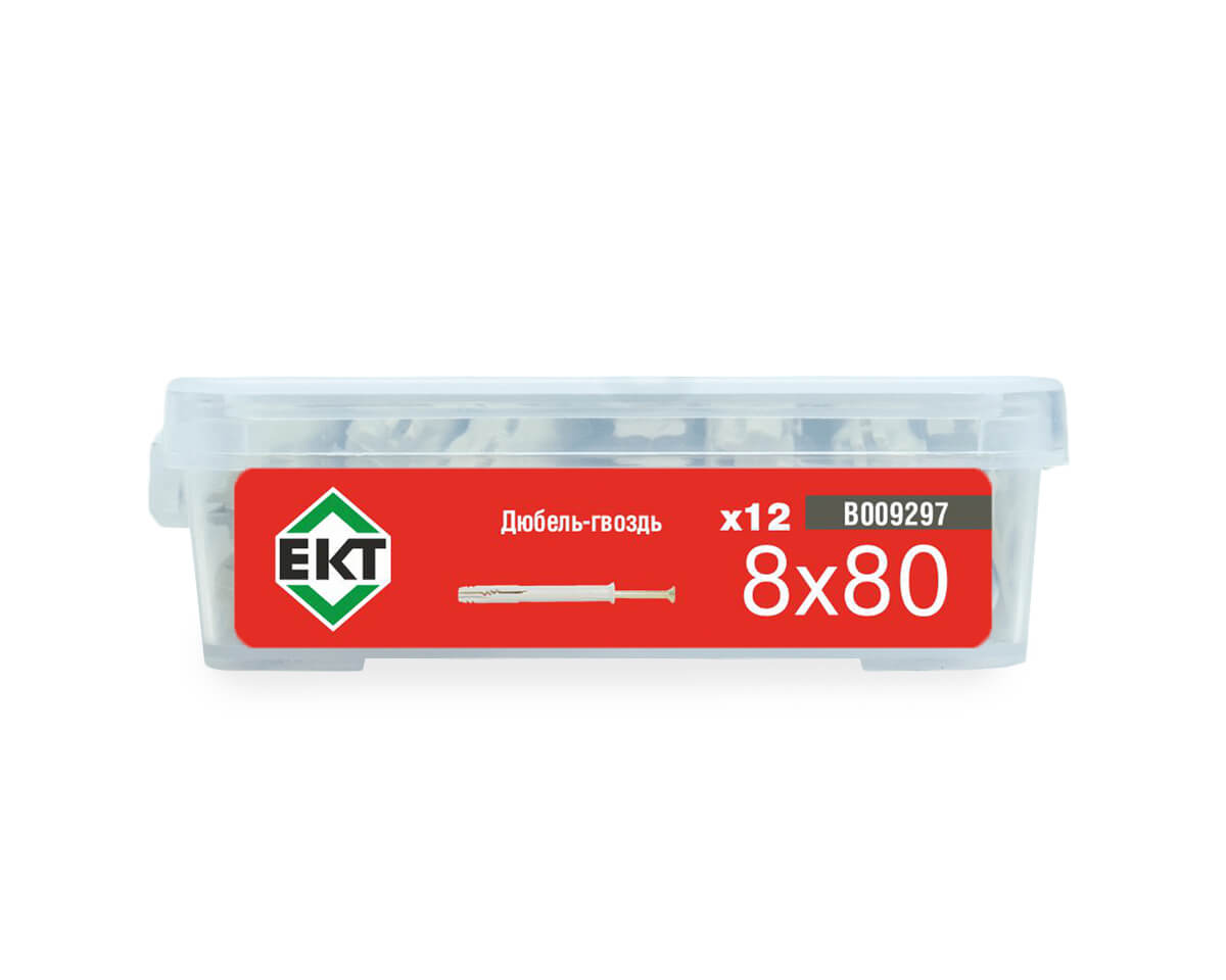 Дюбель-гвоздь GL, 8x80 потай, нейлон, ЕКТ (пласт.конт./12шт)