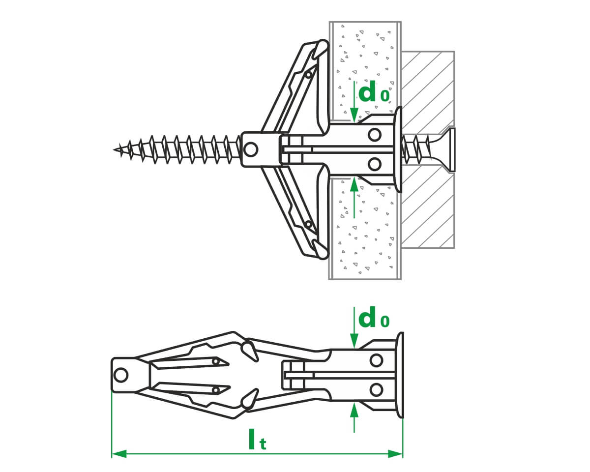 Пластмассовый дюбель для пустотелых конструкций 10 GLS (упак/500шт)