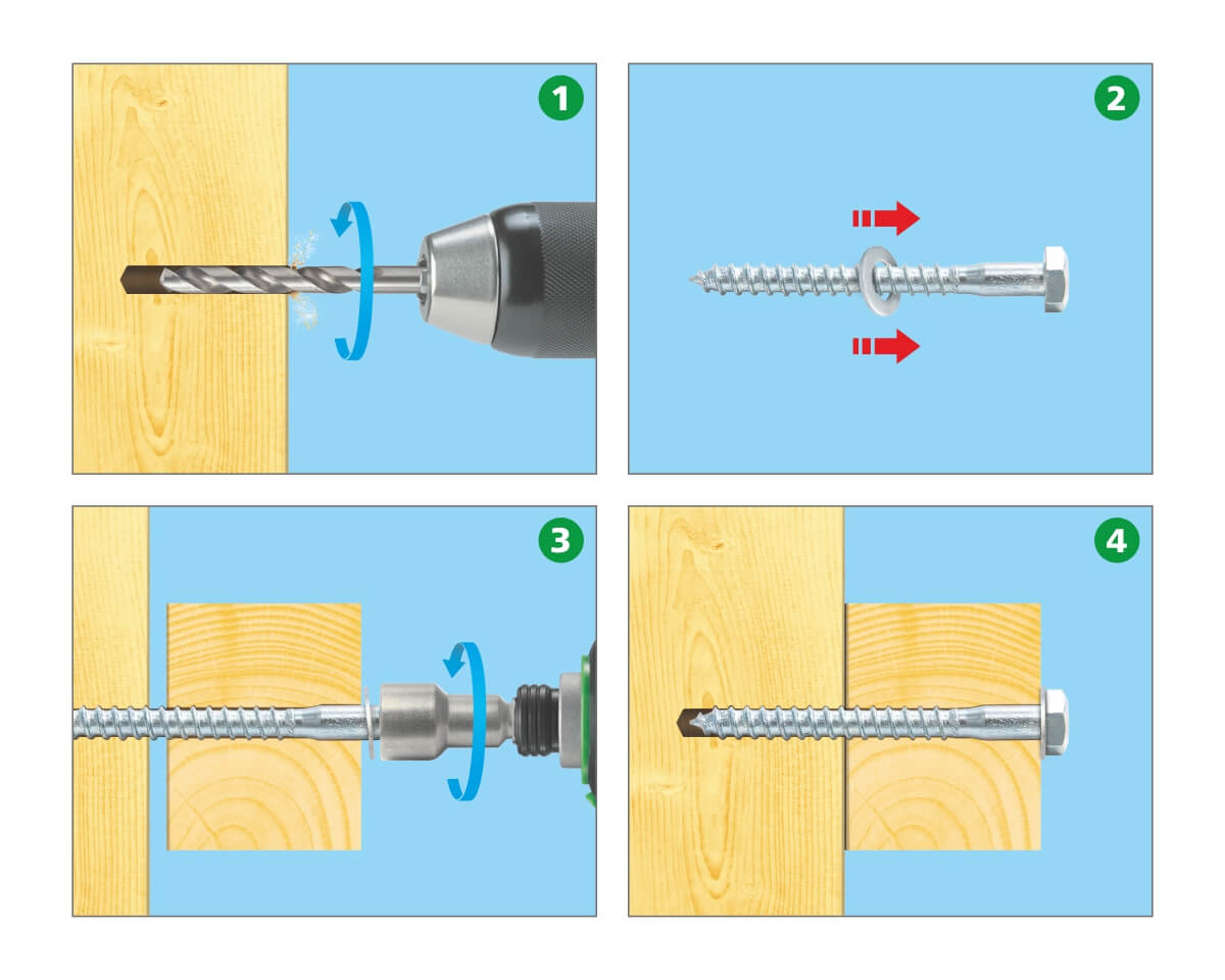 Саморез с 6-гранной головкой 10х260 острый, оцинк (с этик./1шт)