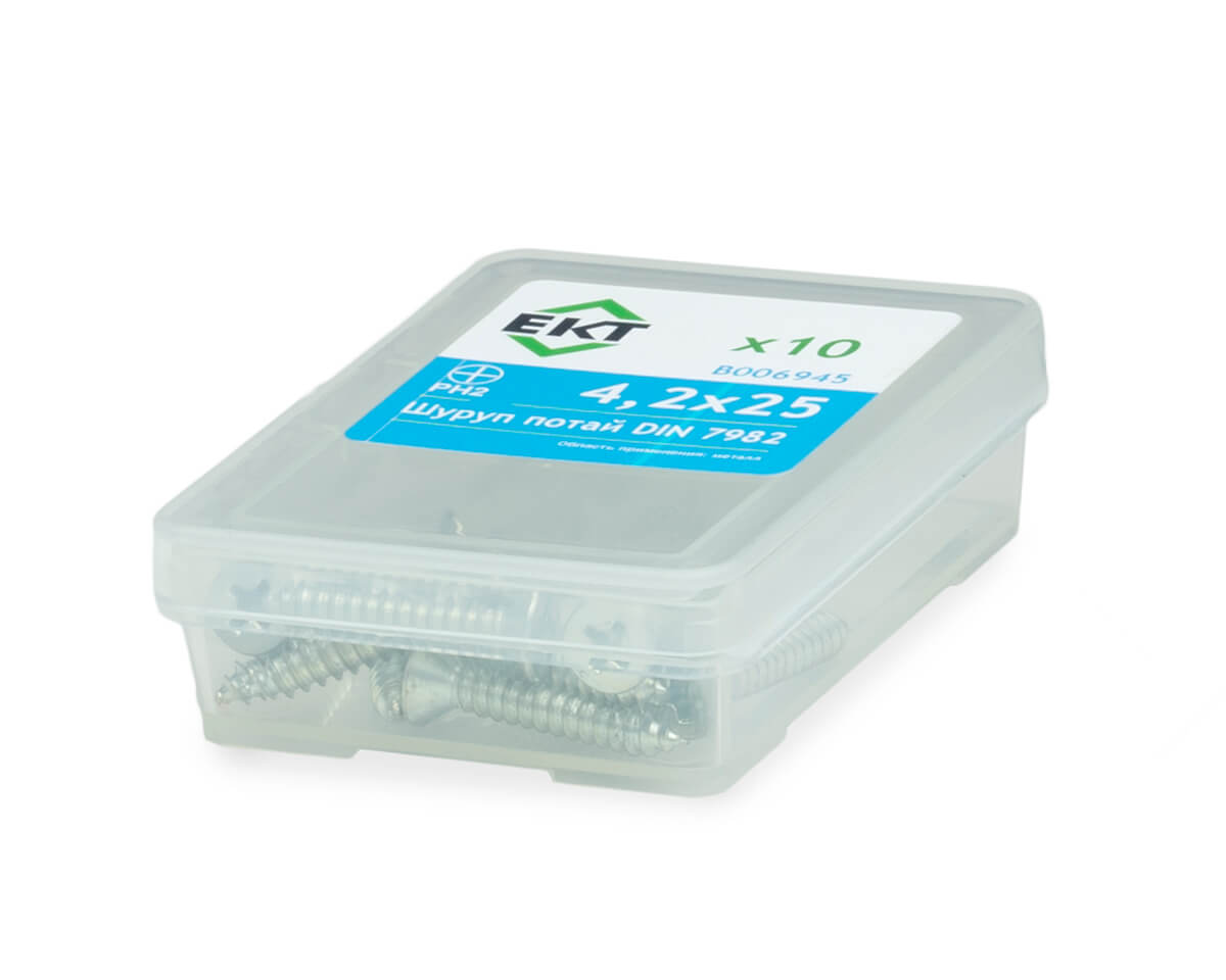 Шуруп 4.2х25, потайная головка, шлиц PH, цинк, DIN 7982 (упак/10шт)