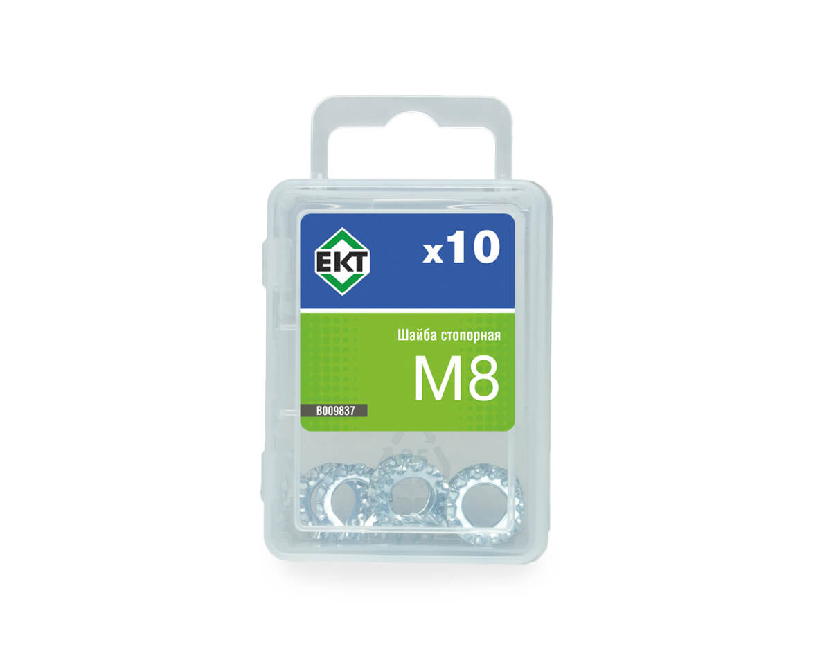 Шайба стопорная M8, с наружными зубьями, DIN6798A, цинк (упак/10шт)