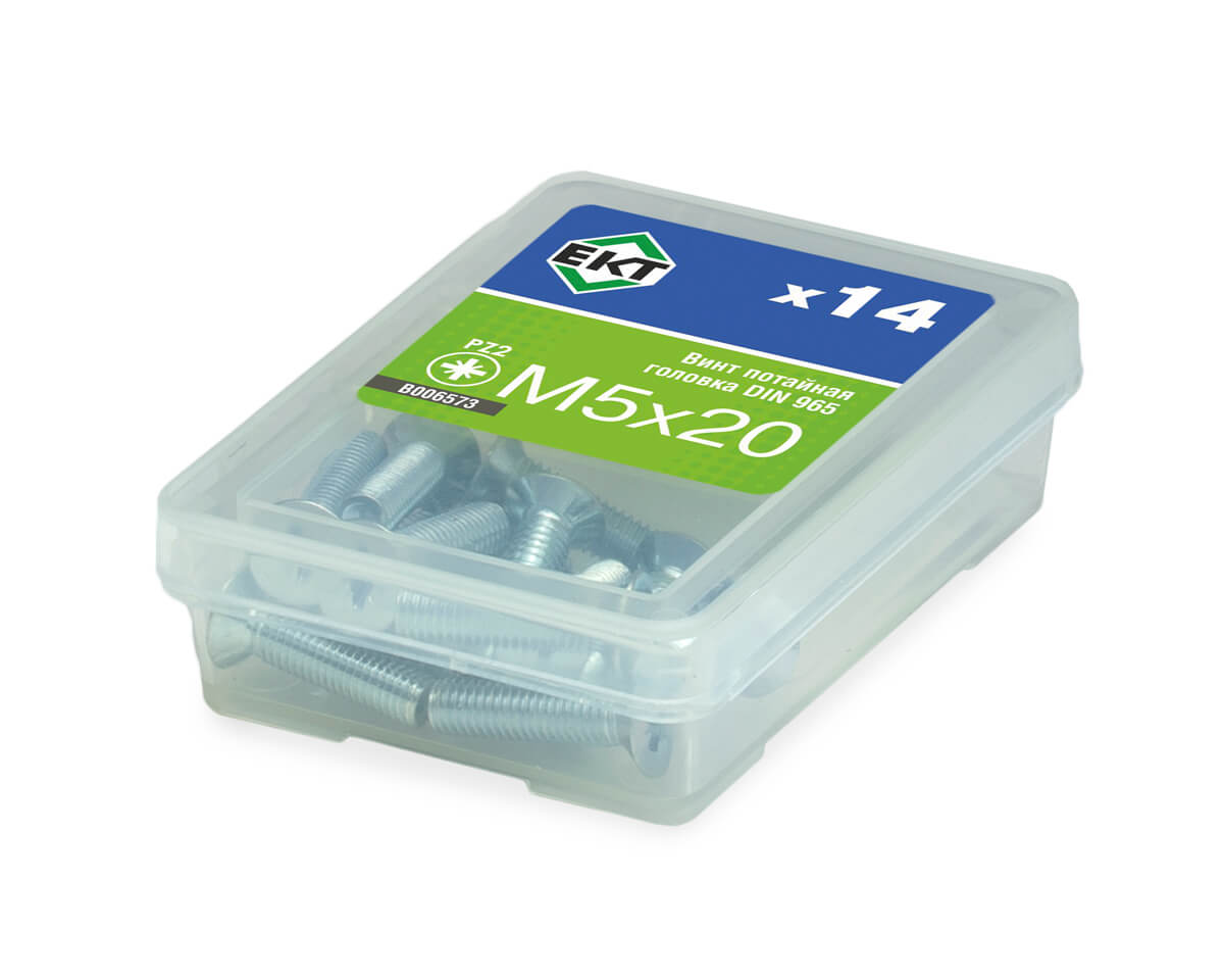 Винт 5х 20 пот. гол. POZI, цинк, DIN 965 (упак/14шт)