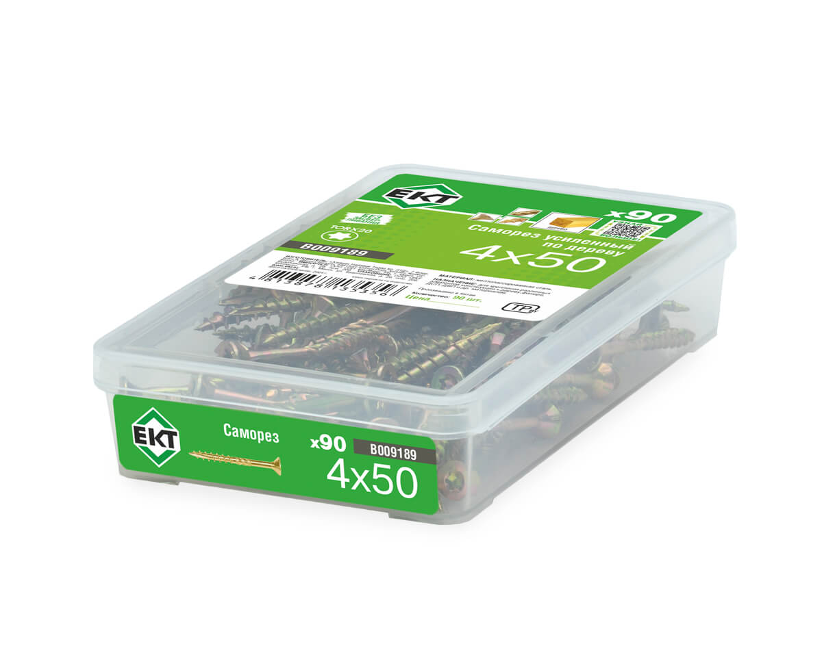 Саморез усиленный по дереву TORX20 4.0x50, потай, желт. цинк (упак/90шт)