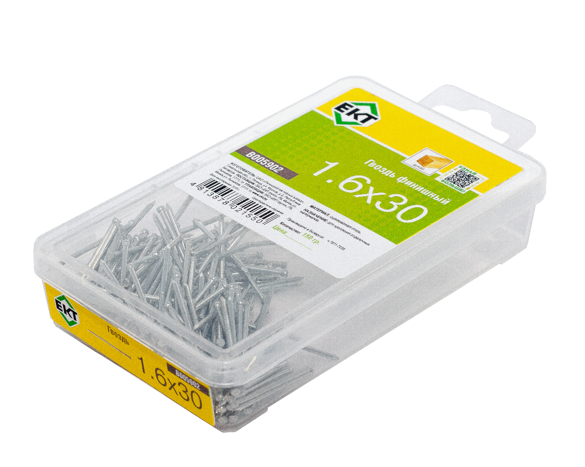 Гвоздь финишный 1,6х30, оцинкованный, в пласт. контейнере (упак/0,15кг)
