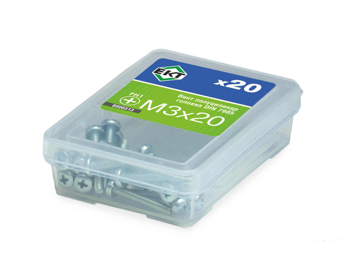 Винт 3х20 полуцилиндр. головка Ph, цинк, прочн. 4.8 DIN 7985 (упак/20шт)