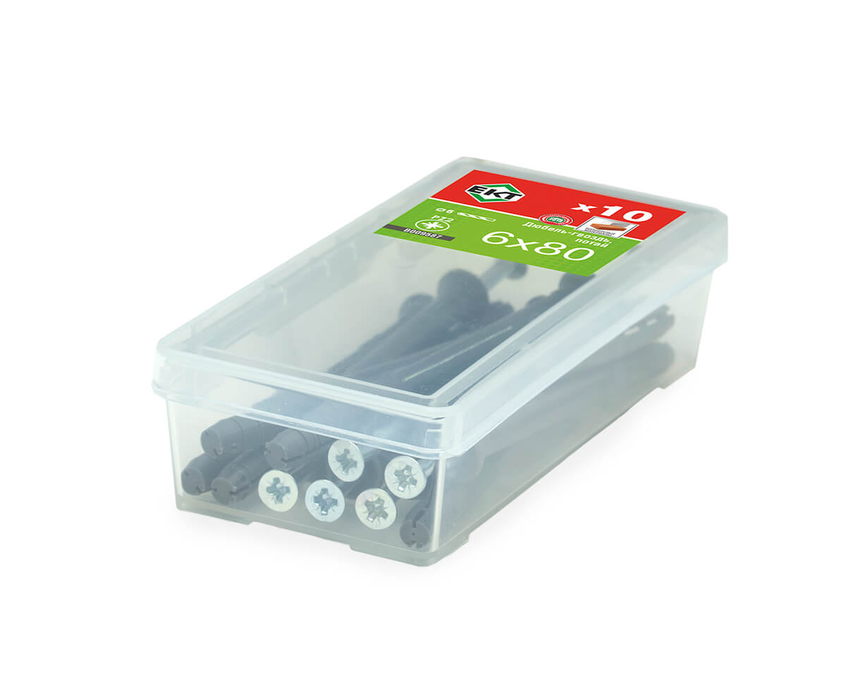 Дюбель-гвоздь GL, 6x80 потай, п/п, ЕКТ (мини-конт./10шт)