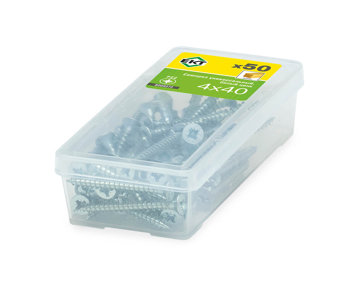 Саморез универсальный 4.0х40, белый цинк (упак/50шт) ЕКТ
