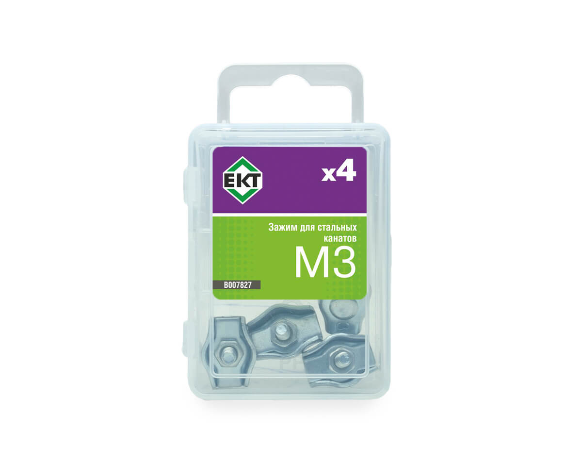 Зажим для стальных канатов 3 мм, одинарный, оцинк. (упак/4шт)