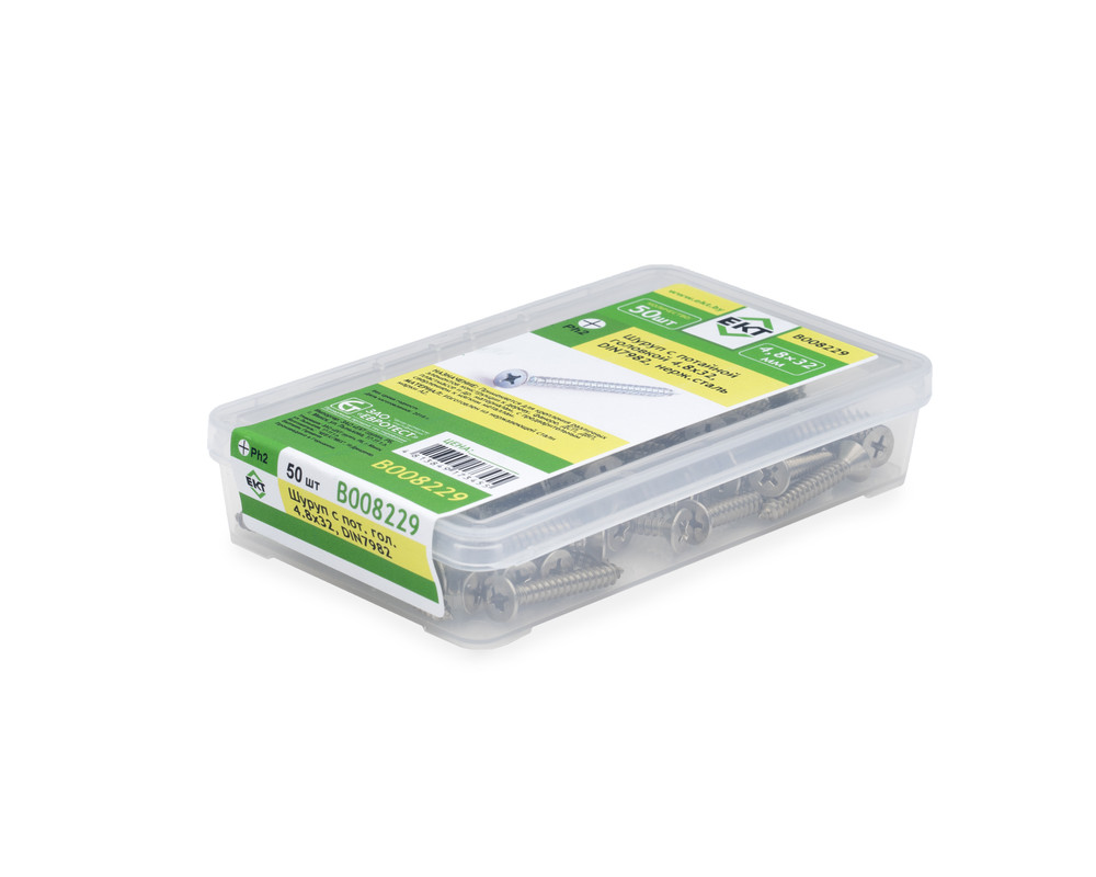 Шуруп с потайной головкой SDC-S, 4.8х32, DIN7982, нерж. сталь (упак/50шт)