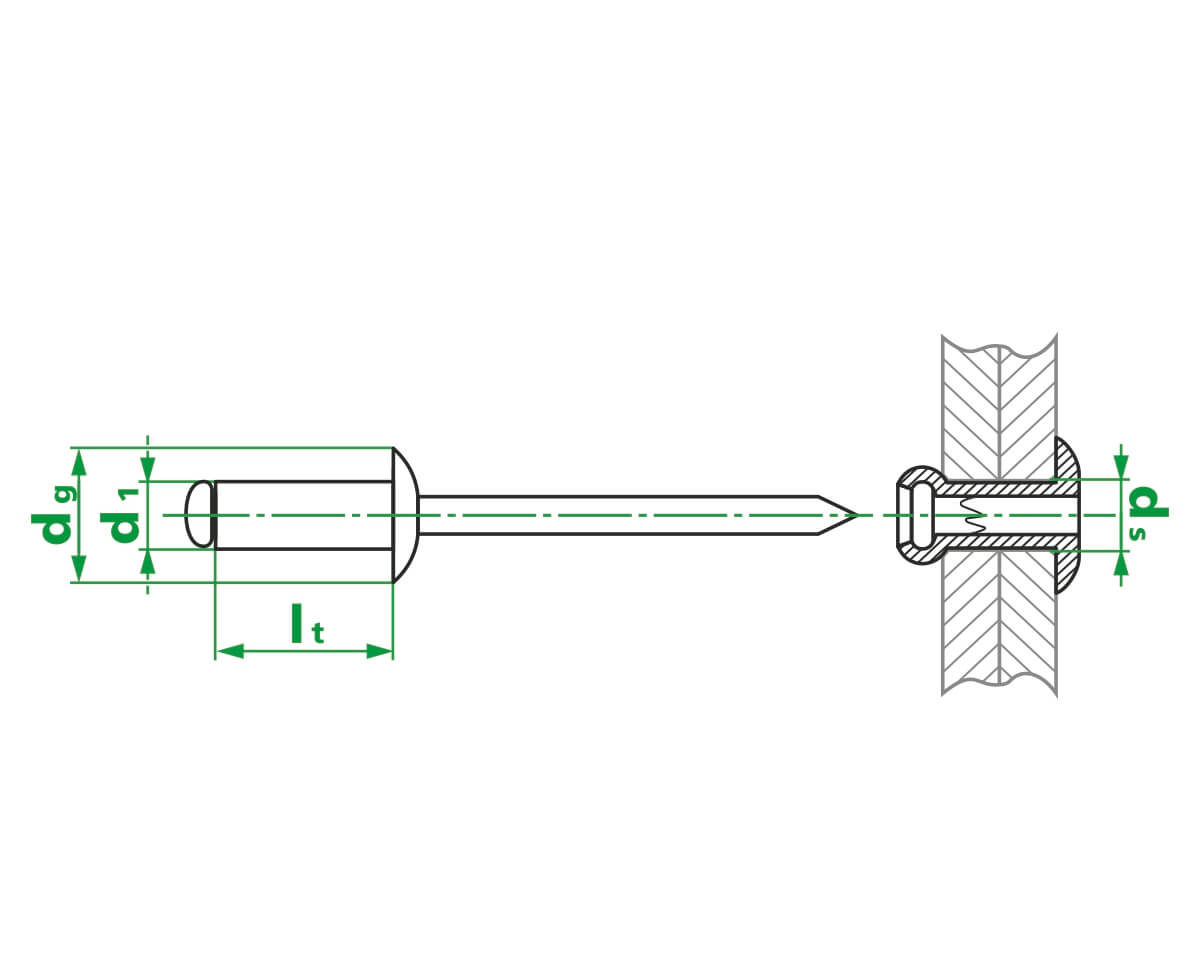 Заклепка вытяжная ISO 15977 4.8х12, Al/St, тип L (упак/500шт)