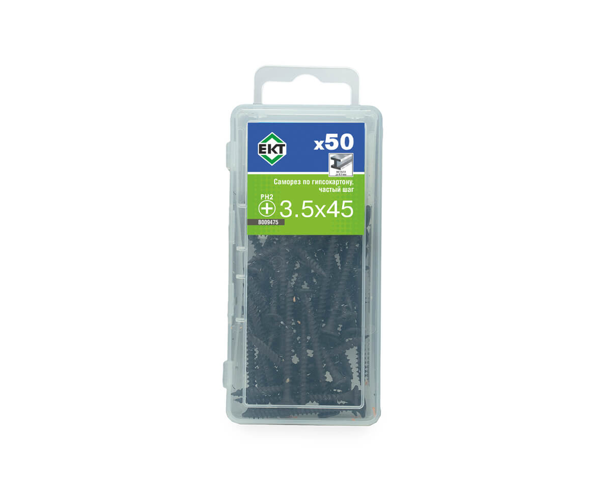 Саморез по ГК 3.5х45 частый шаг (к металлу), фосфат., ЕКТ (упак/50шт)